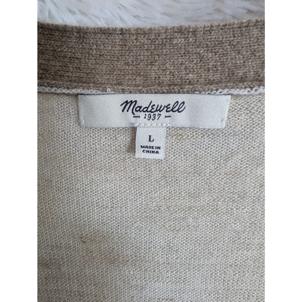 Madewell Wool Blend Boyfriend Cardigan Women's Large Brown Linen Alpaca Pockets - Picture 5 of 7
